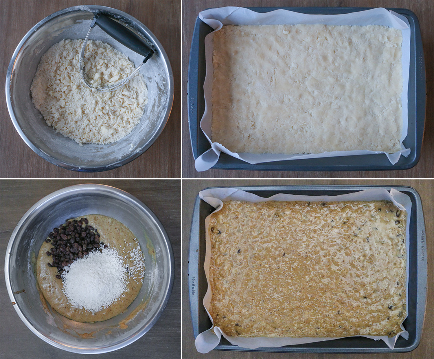 Steps to make butter tart squares