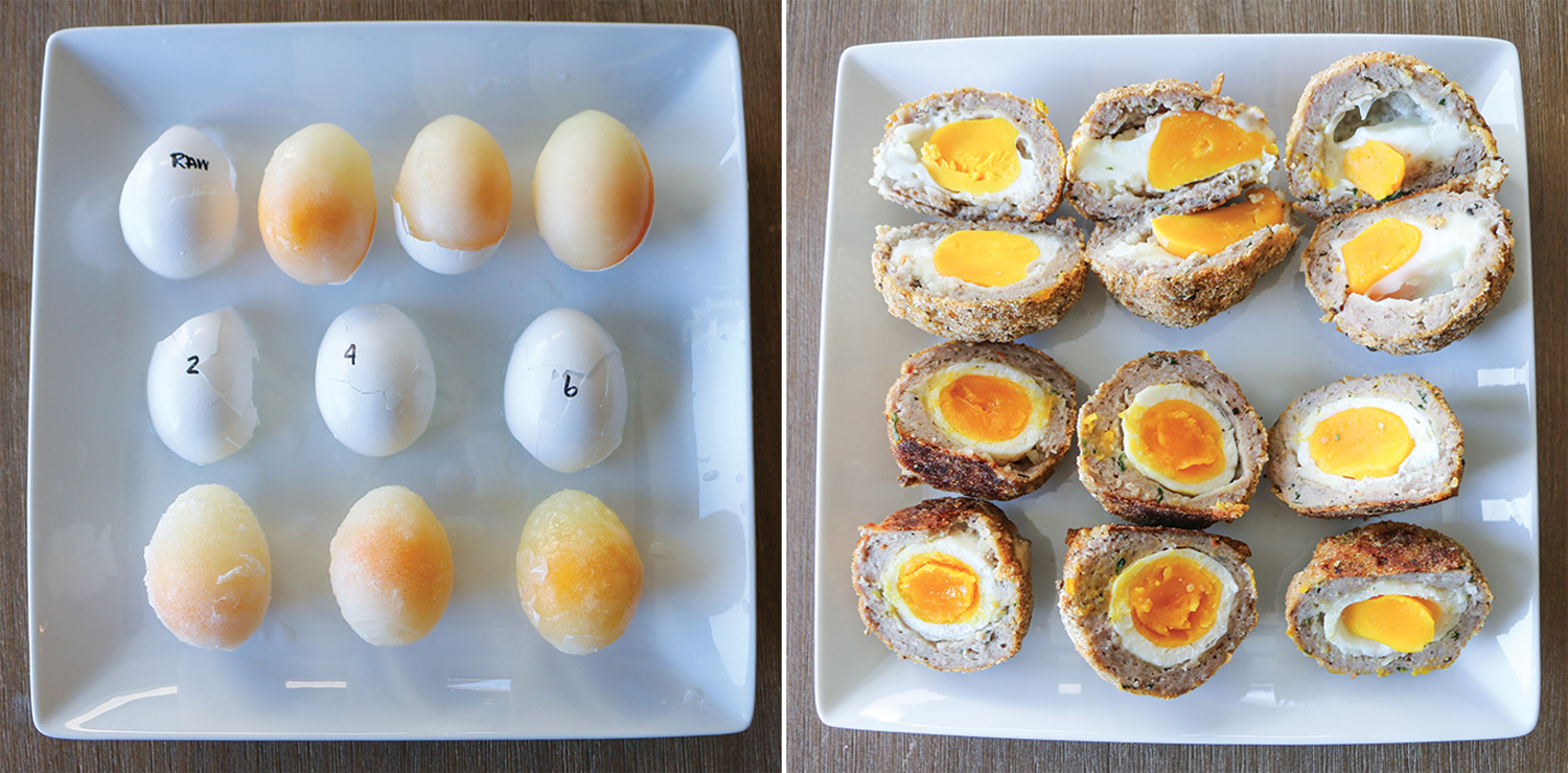 Yolk comparison of eggs boiled at varying durations