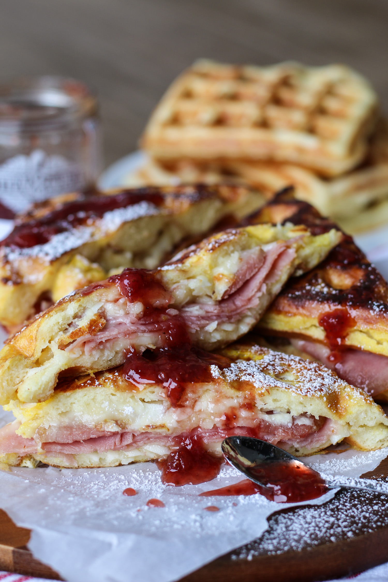 Waffled Ham and Cheese Melt With Maple Butter Recipe