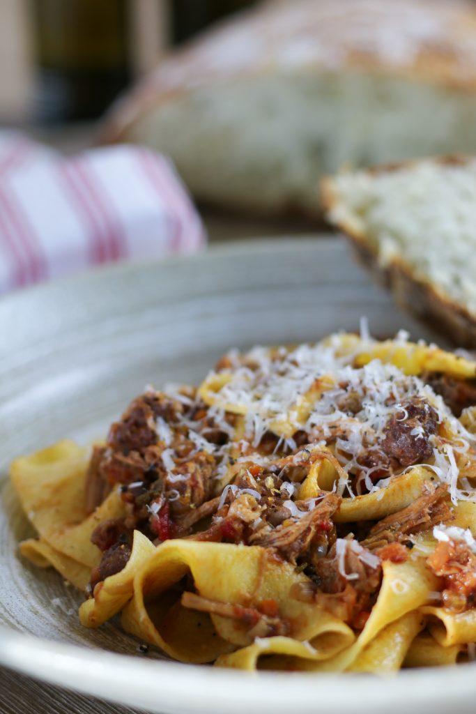 Pappardelle with Braised Pork and Sausage Ragu | Emi Cooks