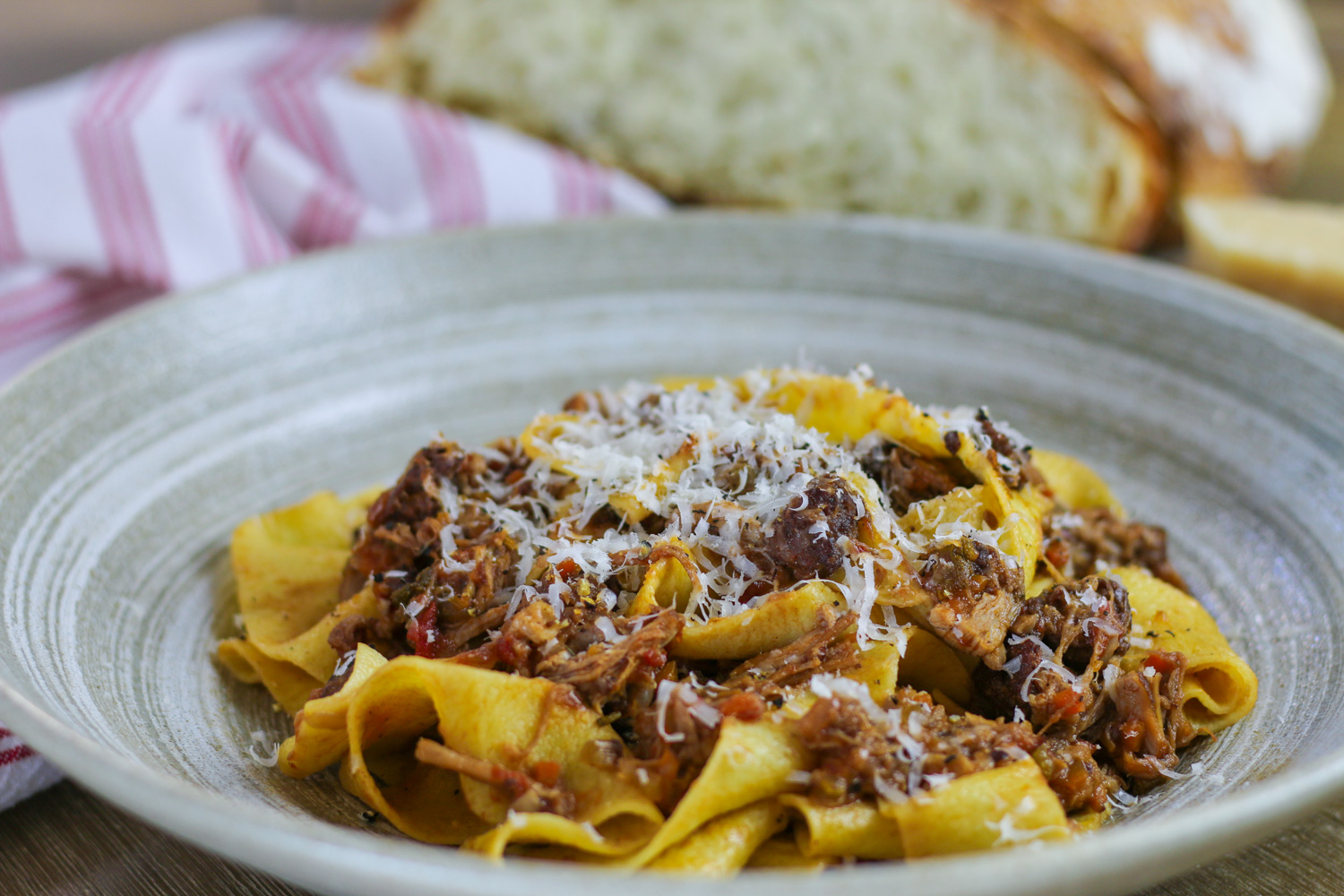 Pappardelle with Braised Pork and Sausage Ragu | Emi Cooks