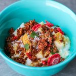 Yogurt and fruit topped with homemade granola